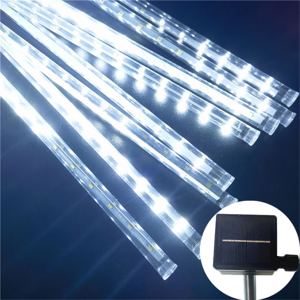 8 Röhren 50 cm LED Meteorschauer Solar- LED Lichterketten draussen Gebühr Girlande Weihnachtsbaum Dekor Garten Terrasse Straßenlaternen: Orange / 6-10W