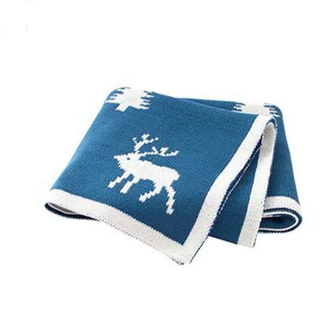 Couverture de noël en tricot pour bébé garçon et fille, édredon pour -né, vêtements à tenir, collection automne-hiver: 82W523 Blue