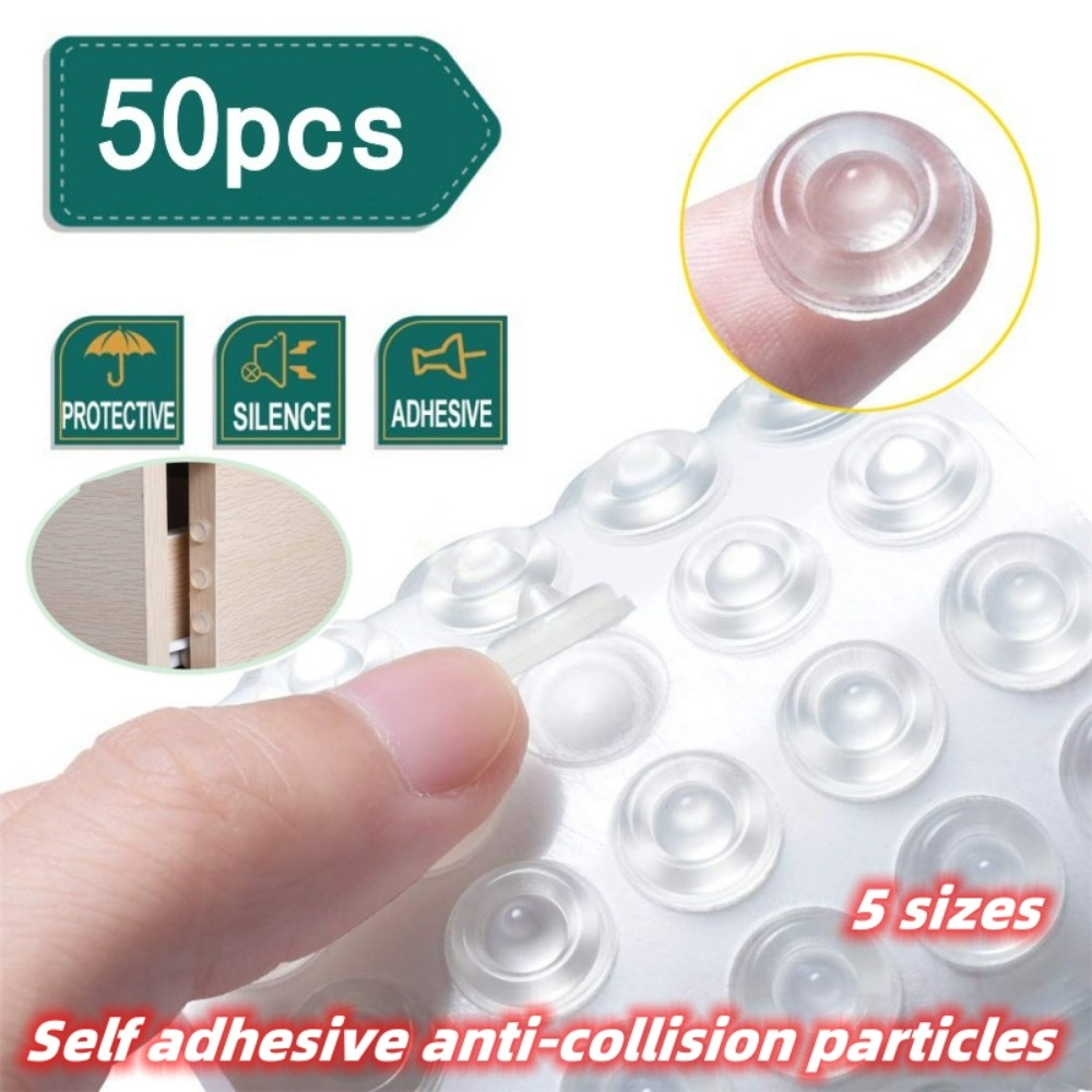 Gjennomsiktig gummidørstopper veggfanger skapdemper bufferpute selvklebende møbler sklisikre beskyttende puter