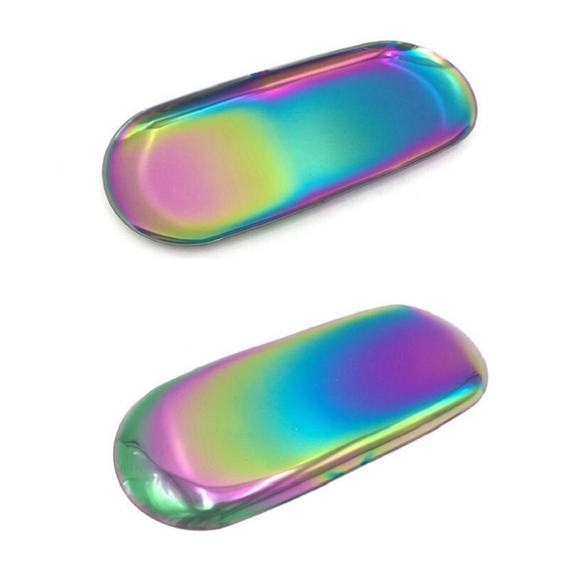 Färgglad metallförvaringsbricka guld oval prickig fruktfat smycken örhänge display fat dessert bröd tallrik kök bar porslin