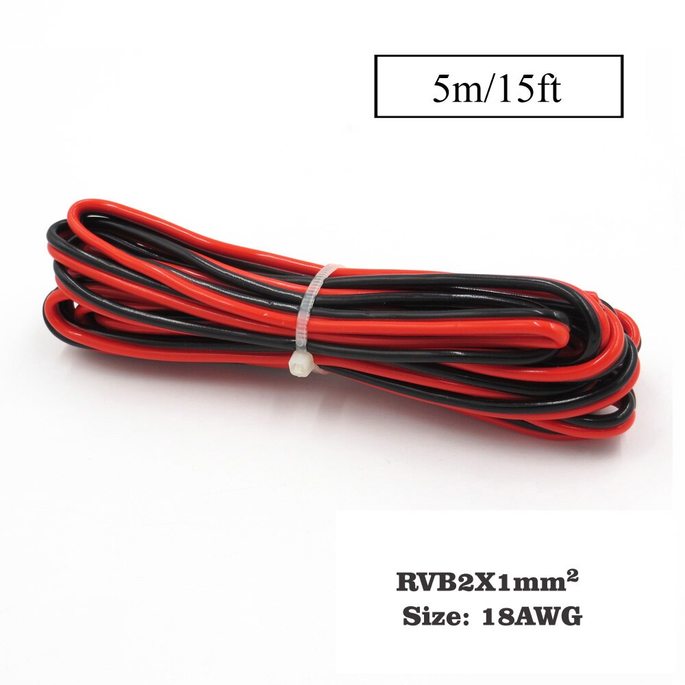 5m x PVC Insulated 2 Pin Copper wire 28AWG 24AWG 22AWG 20AWG 18AWG 16AWG 14AWG IEC RVB PVC red black electrical cable LED: 18awg