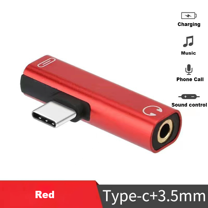 Dubbele functie TYPE-C NAAR 3,5 mm audio- en oplaadadapter, hoofdtelefoonaansluiting converter Aux-adapter hoofdtelefoonconverterkabel: orange