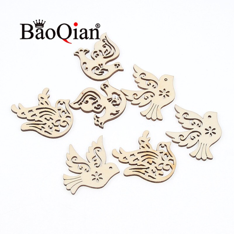 20pcs/lot Peace Dove Pattern Natural Wooden Scrapbook For Greeting Card Making Diy Decoration Accessories 30-40mm