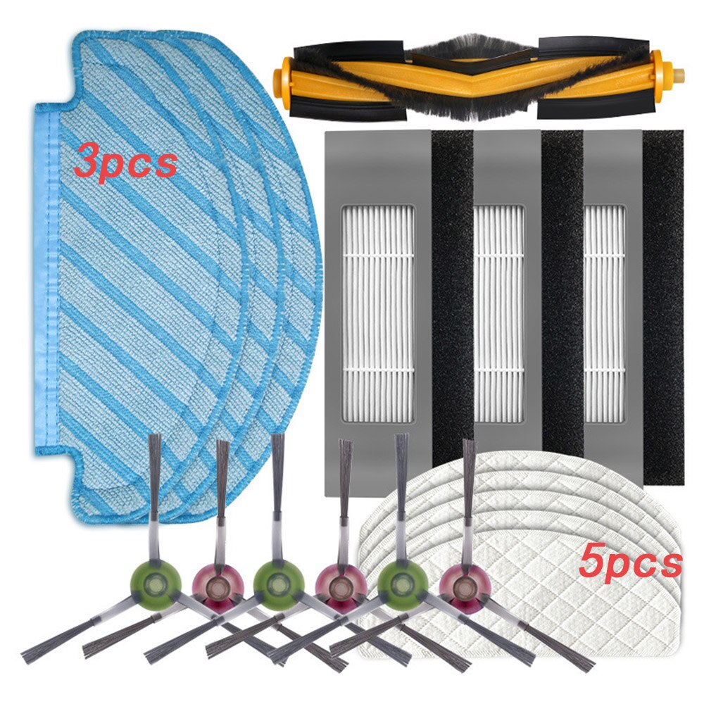 Filter Side Brush Mop Cloth Set for Ecovacs Deebot Ozmo T8 Vacuum Cleaner Parts replacement home accessories: Set 1
