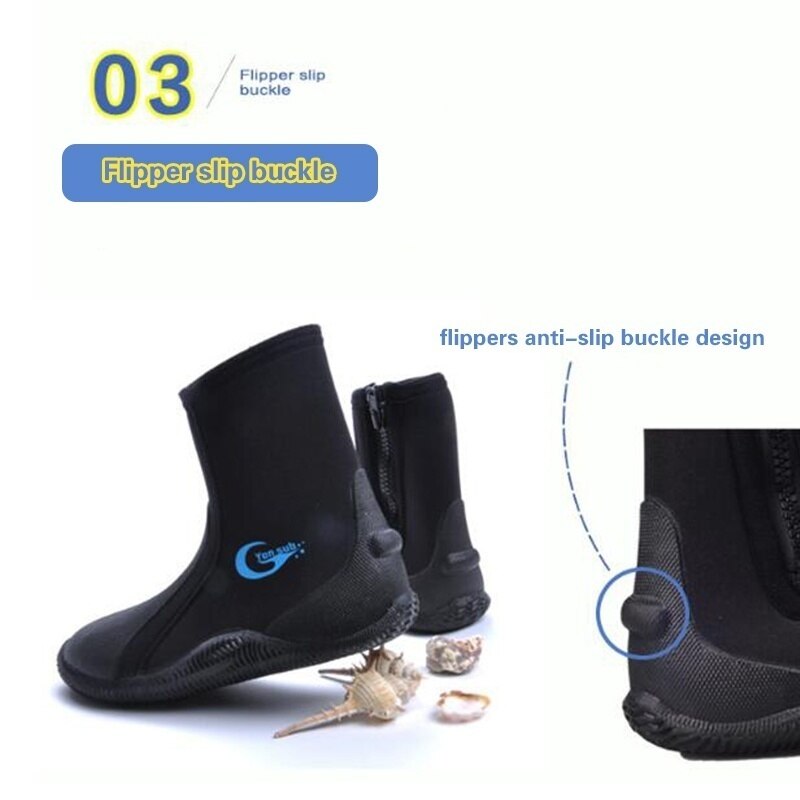 Zapatos de buceo de neopreno de 5MM, botas de buceo antideslizantes de alto nivel, calzado para mantener el calor, accesorios para pescar y nadar en invierno