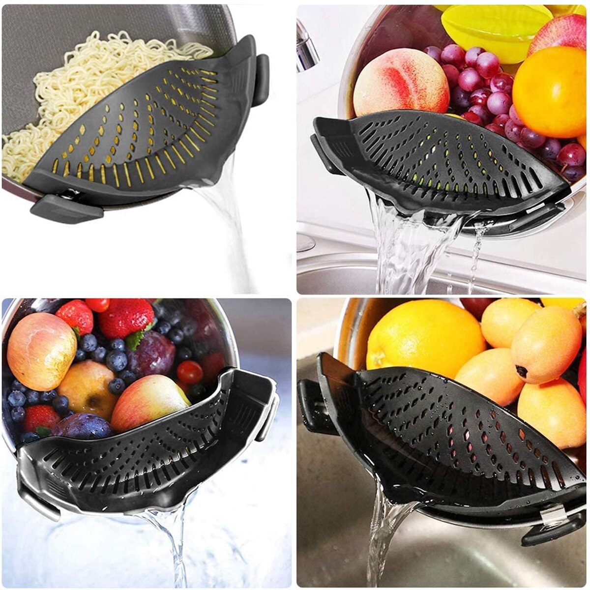 Siliconen Clip Op Zeef Voor Potten Pan Pasta Zeef Keuken Voedsel Zeef Handsfree Pan Zeef Voor Spaghetti Pasta rijst