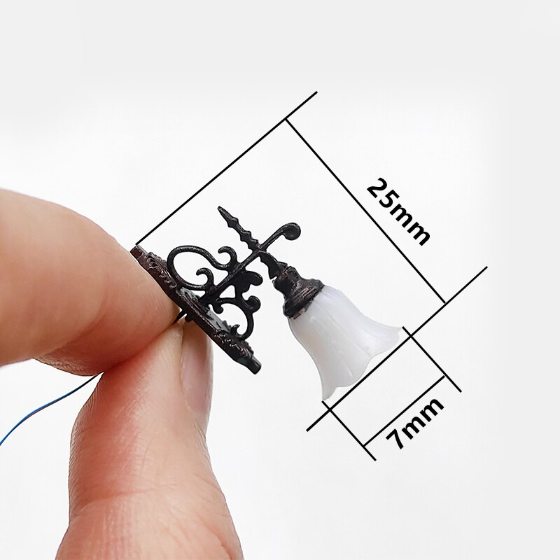 2 stücke ho Maßstechen Klassische Zauberstab Halterung Schwanenhals Lampen straße Lampe Modell warm kalt weiß, Der Eisenbahn Licht/zug/eisenbahn Layout: 2Stck Artikel3