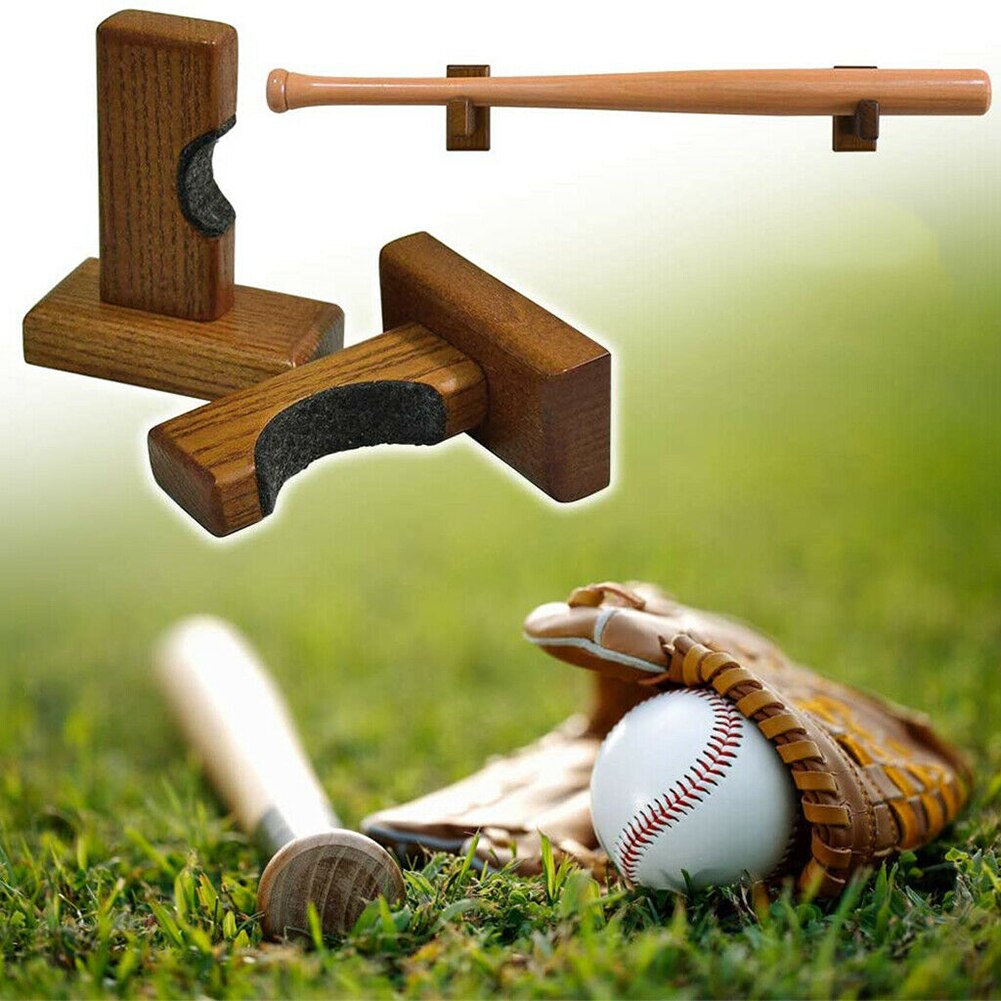 2 st Trä Baseballträdhållare Väggfäste - Solid Ställ för Hockey & Softball