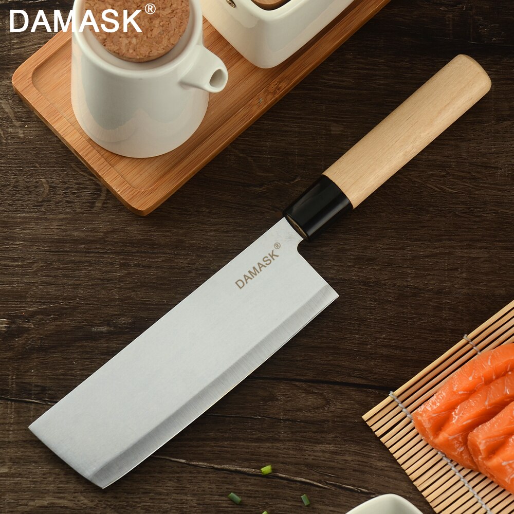 Damask køkkenkniv rustfrit stål knive sæt træskaft ultra skarp sashimi santoku chop kokkekniv madlavningstilbehør