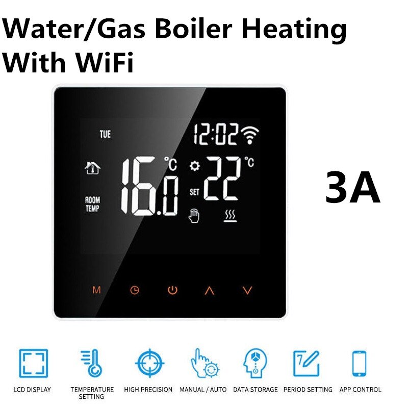 Wireless Thermostat Touch Screen Temperature Controller Smart Home Programmable Electric Underfloor Heating For Google Home Alea: 3A Water Boiler