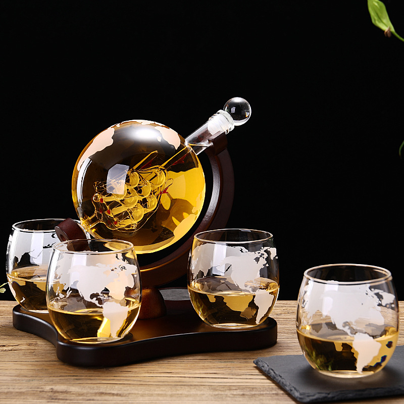 Globus Decanter Set Hohe Borosilikatglas Wein Flasche Karte Glas Wein Glas Segeln Globe Glas Wein Flasche