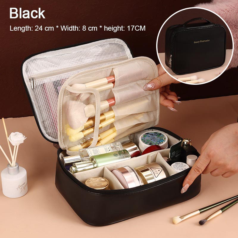 Travel Toiletry Bag Pouch Makeup Organizer for Women's Bag Toilet Bags Ladies Toiletry Kit Mesh Zipper Pouch HZB03: black