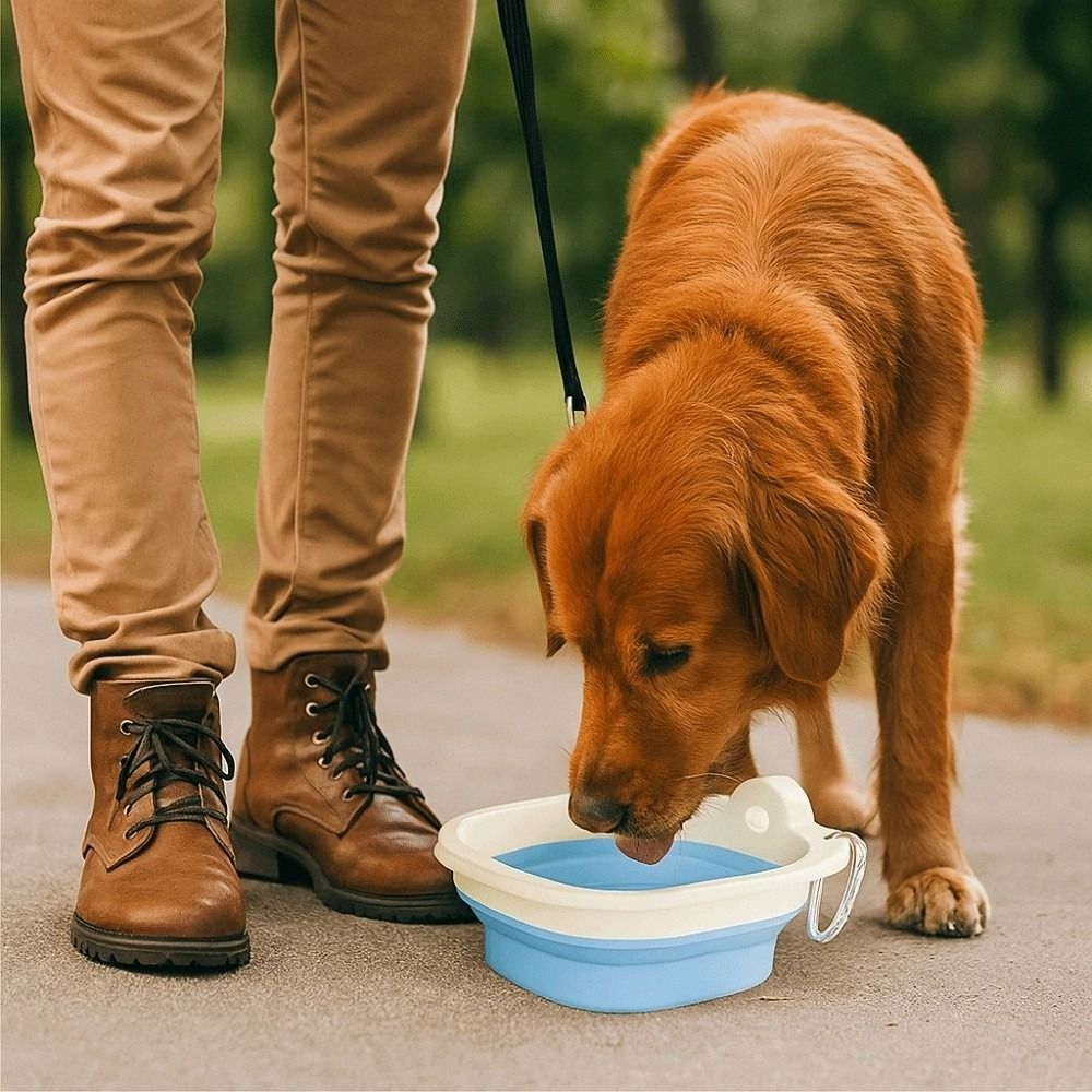 Bærbar sammenleggbar vannskål til hund, lett, sammenleggbar vannskål til mat, enkel å rengjøre, sklisikker vannskål til kjæledyrmat