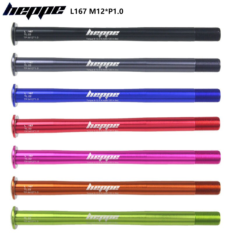 HEPPE-eje pasante para bicicleta de montaña, brochetas de eje trasero, 12x142, 12x148, liberación rápida, 167mm, M12xP1.0, multicolor