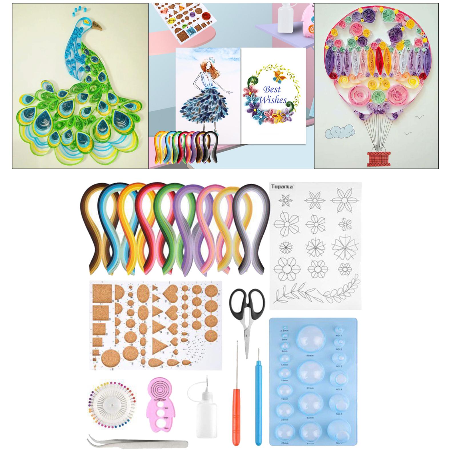 Pappersremsor quillingverktygssats 10 verktyg 900 färgglada remsor för scrapbooking dekor jul nybörjare gör-det-själv-pyssel hantverk