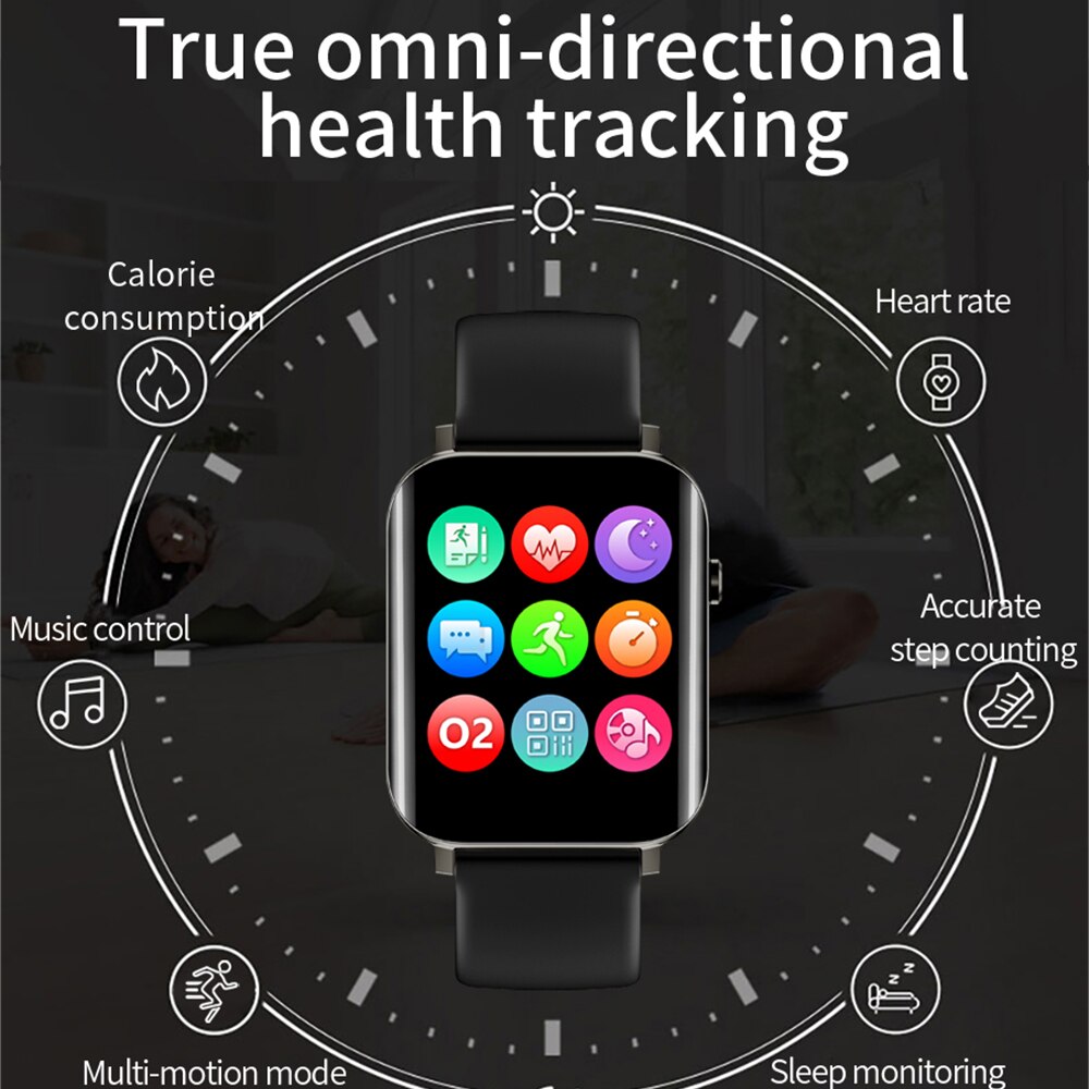 Laufen Geschwindigkeit Clever Uhr Männer Frauen 1,7 Zoll HD voll berühren Bildschirm Herz Bewertung Blut Sauerstoff Monitor Smartwatch für Android Apfel Oppo
