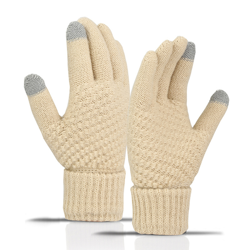 Winter Touch Screen Gloves Women Men Warm Stretch Knit Mittens Imitation Wool Full Finger Guantes Female Crochet Luvas Thicken: Dark Grey