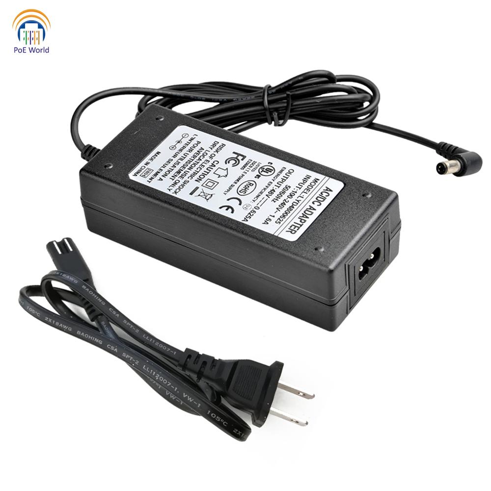 Ac dc strømadapter 2.1*5.5mm 48 volt 0.625a 30 watt eu uk oss au strømplugg 48 v 30w strømforsyning strømkilde
