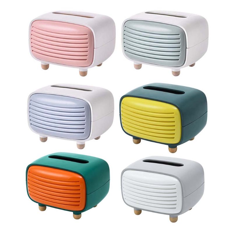 Vintage Radio Facial Tissue Box Cover Napkin Holder Organizer Paper Towel Dispenser Container for Bathroom Car Office Home Decor