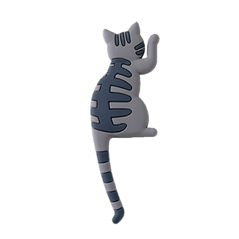 Gancho adhesivo magnético para refrigerador con cola de gato, original de gato de dibujos animados, viene con imán, cola flexible, adecuado para una variedad