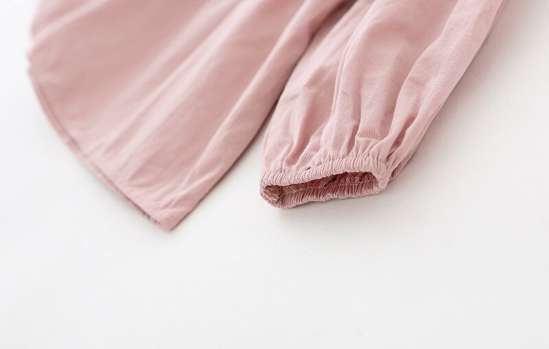 Meisje pop shirt kid's houten oor lantaarn mouwen shirt katoen overhemd fold mouw