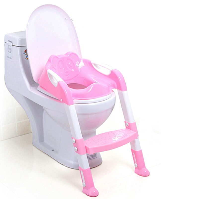 2 färger baby potträningssits #39 med justerbar stege spädbarn toalettsits toalettstol hopfällbar sits: Rosa