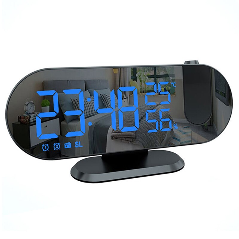 Reloj despertador Digital LED para mesa, relojes electrónicos de escritorio, Despertador con USB, Radio FM, proyector de tiempo, función de repetición: B2