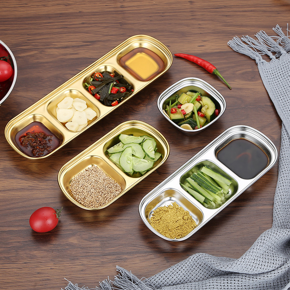 Roestvrijstalen kruidenbordjes voor op de camping, schaal voor saus, kruidenbordjes, peperschaaltjes, braadsauzen, schaaltjes, barbecueservies