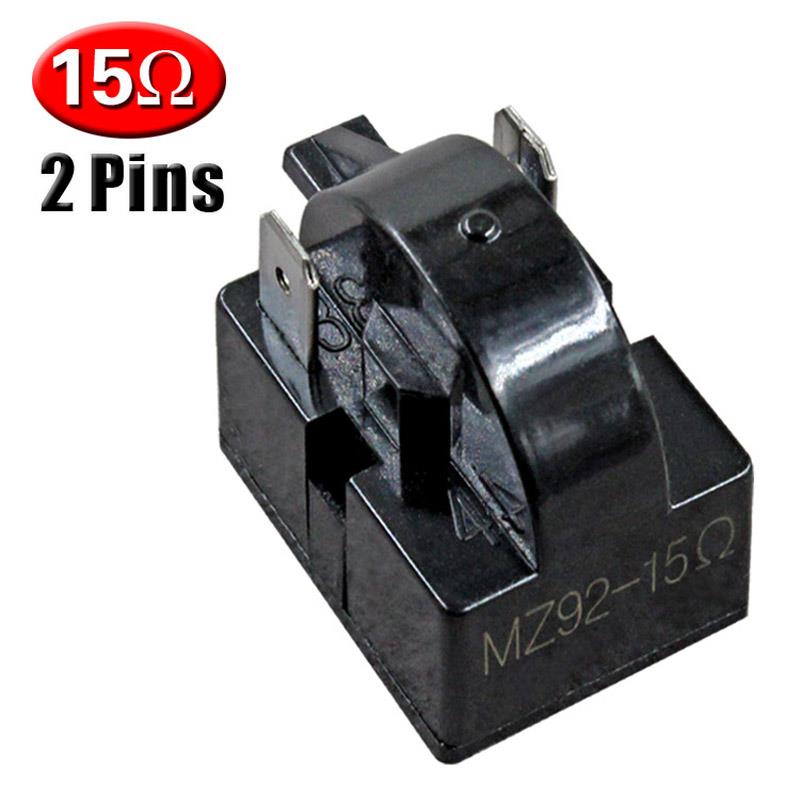 Motor de arranque para refrigerador, 1 pieza, 2 pines, 15 ohm, compresor de nevera congelador PTC, mecanismo de arranque de refrigerador, inserción grande