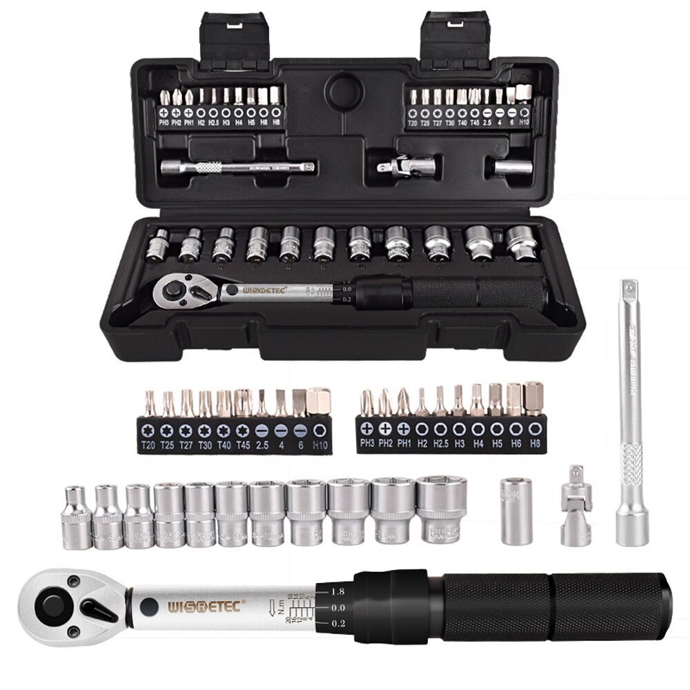 2-20Nm 1/4 Preset Torque Wrench Socket Bit Combination 35 in 1 Household Sets Multipurpose Utility Tool Kit Toolbox Hand Tool