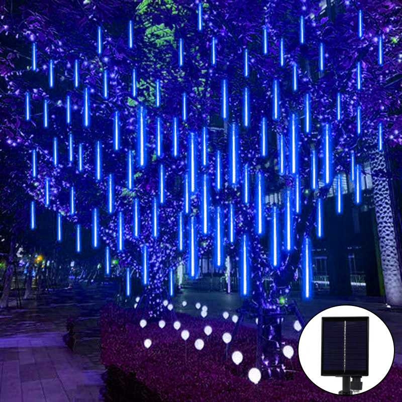 Solar--LED-Meteorschauer-Lichterkette, wasserdicht, bunt, für Höhle Außenbereich, superhell, Wasserfall-Lichter, hängende Baum-Lauflichter: Rose / 0-5W