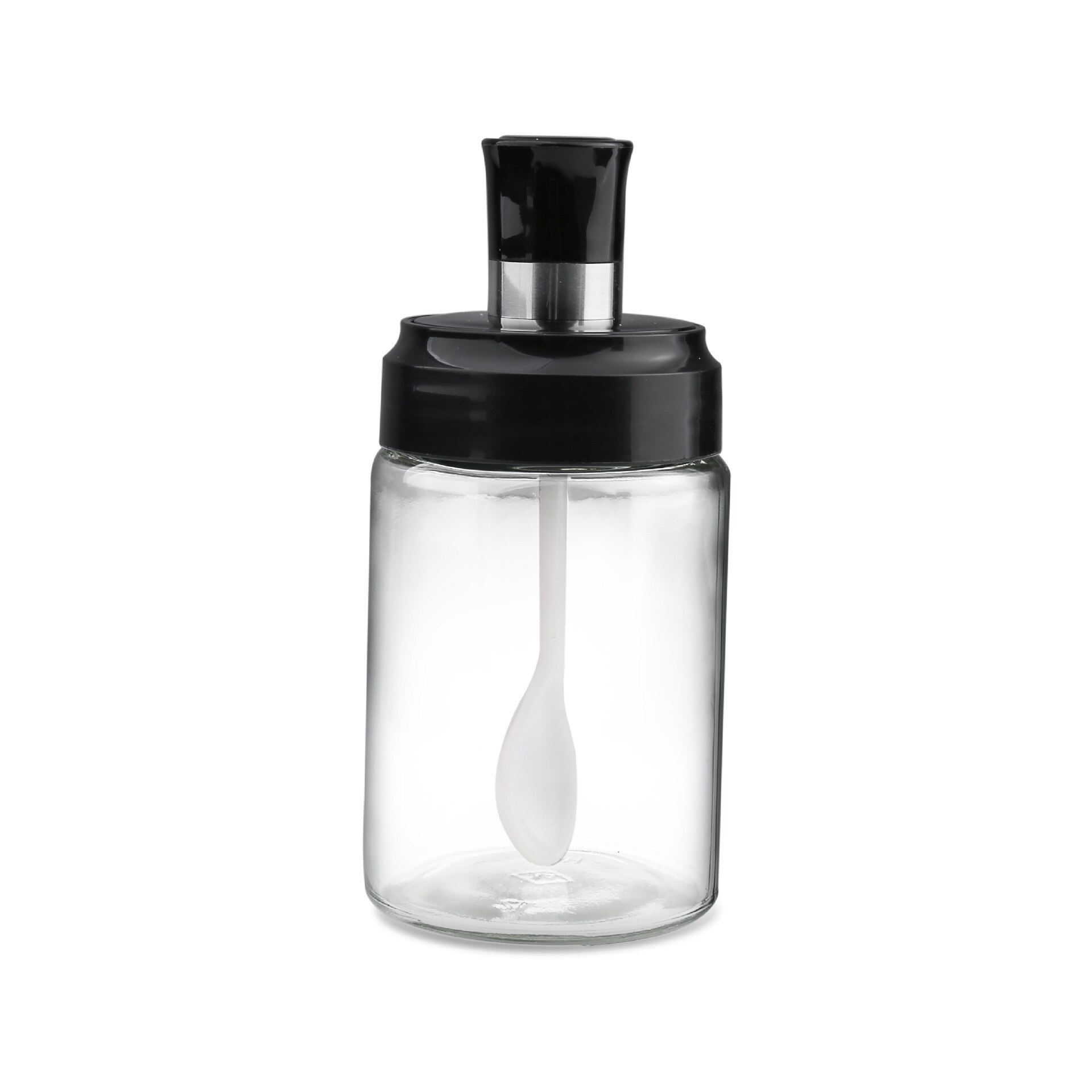 Frascos de vidrio para especias con bandeja, juego de agitadores de sal, azúcar y pimienta, organizador de condimentos con cuchara, utensilios de cocina creativos, 3 unids/set por juego: salt-200ml