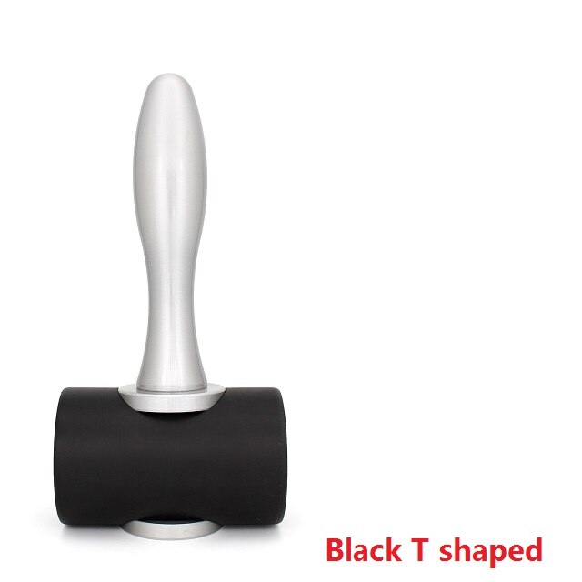 Martillo para tallado de cuero, mazo Artesanal de cuero, herramienta de costura para estampado de piel de vaca, punzón de mango de madera recta con cabeza en T de nailon: black T shaped