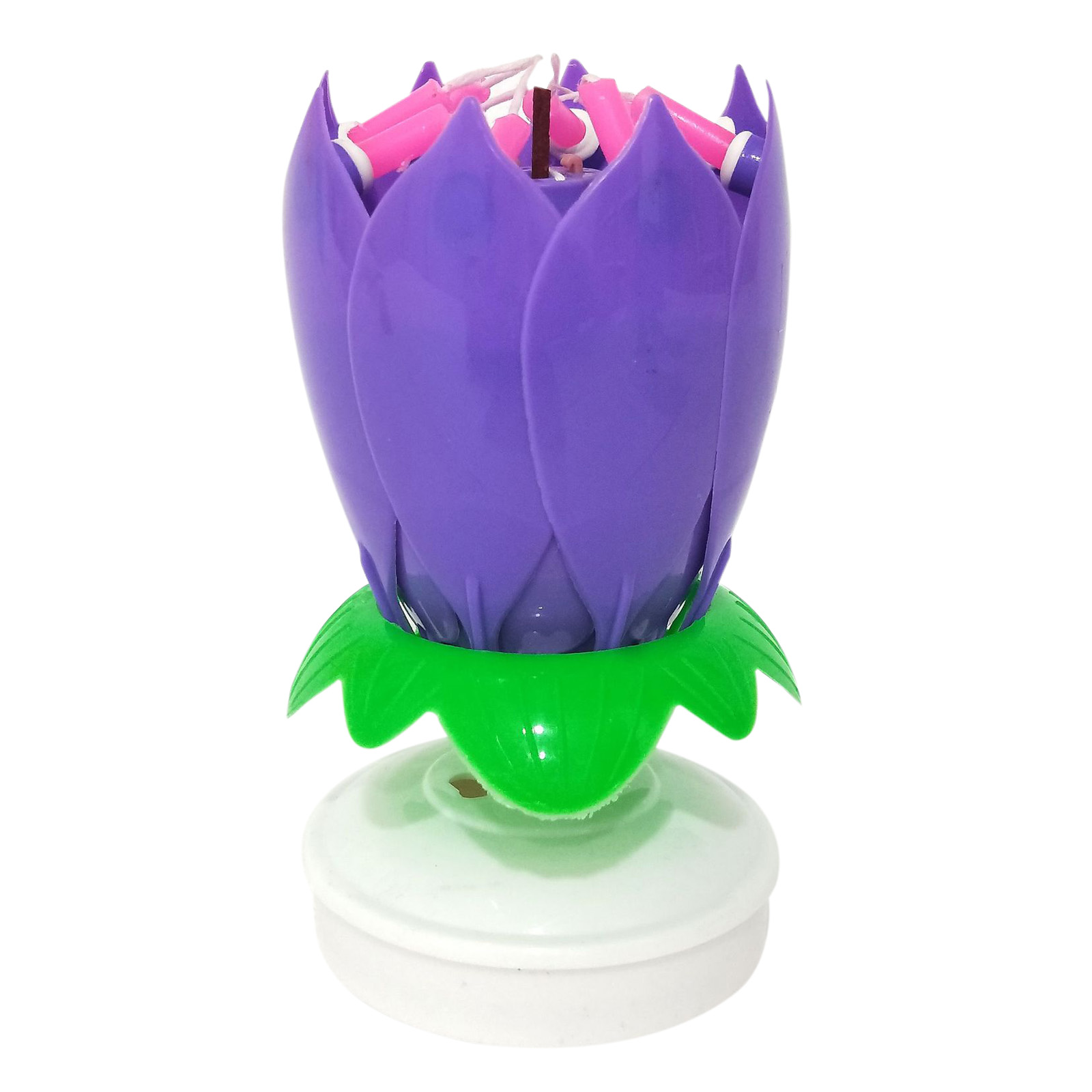 Vela Musical giratoria exquisita con forma de flor de loto, velas desechables, de de cumpleaños, pasteles para niños, decoraciones DIY,: Morado