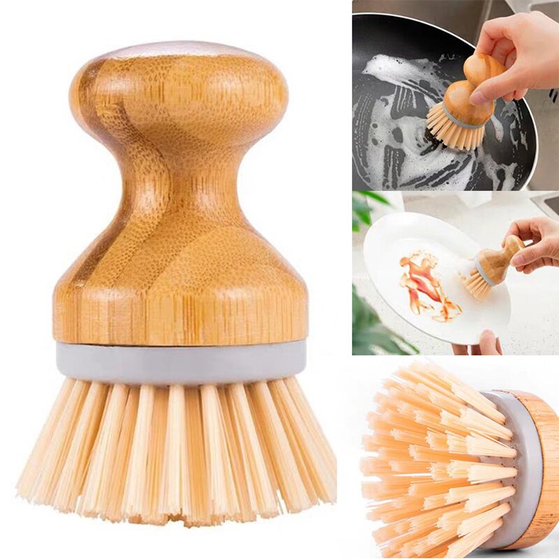 1Pcs Washing Utensils Pot Dish Brush Wooden Handle Cleaning Tools Wash Pot Brush Kitchen Cleaning Tools