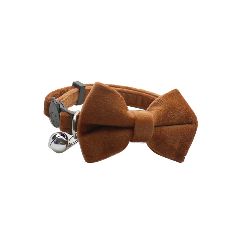 Samt-schleifen-katzenhalsband mit verstellbarem sicherheitsverschluss, einfarbiges katzenhalsband mit glöckchen, haustierzubehör