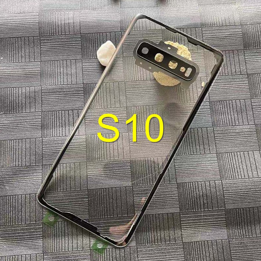 Clear Cover For Samsung Galaxy S8 S9 Plus S10 5G Back Battery Cover Rear Housing Door Glass Panel With Camera Lens Replacement: S10-Transparent