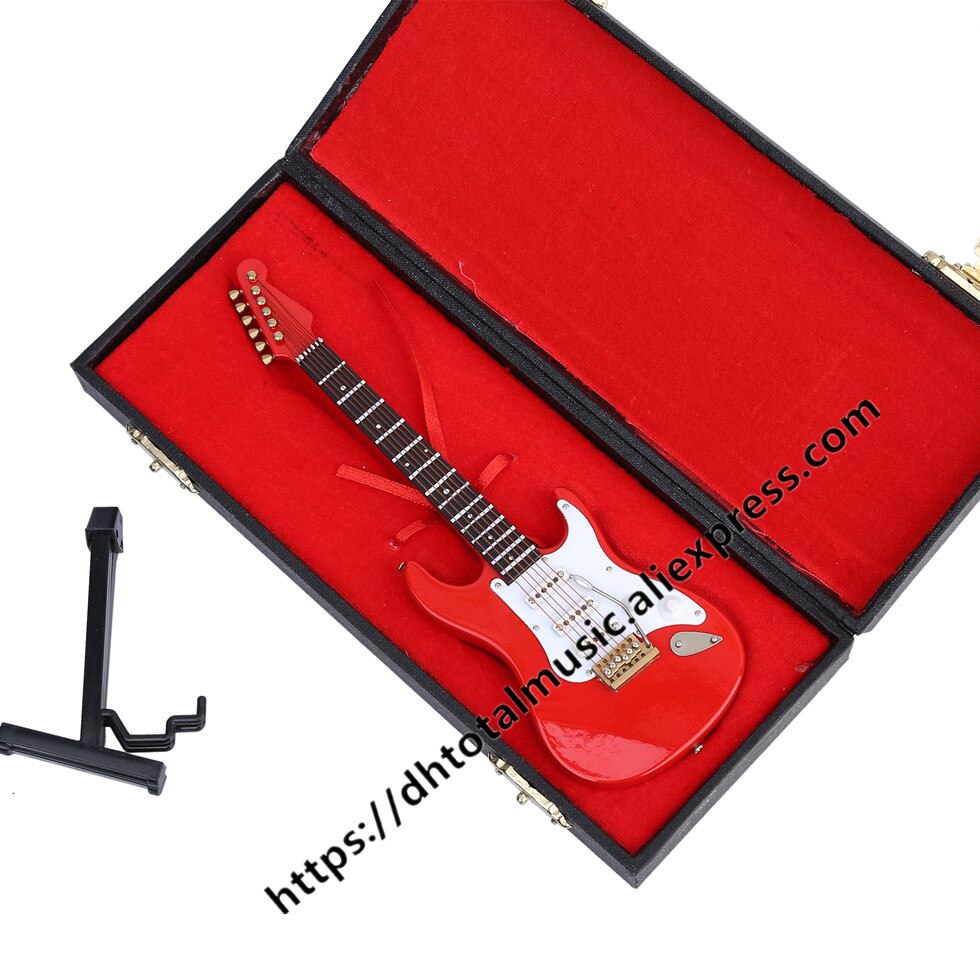 Mini Guitar Miniature Model Electric Guitar Model with Case and Stand Popurlar Strings Instrument