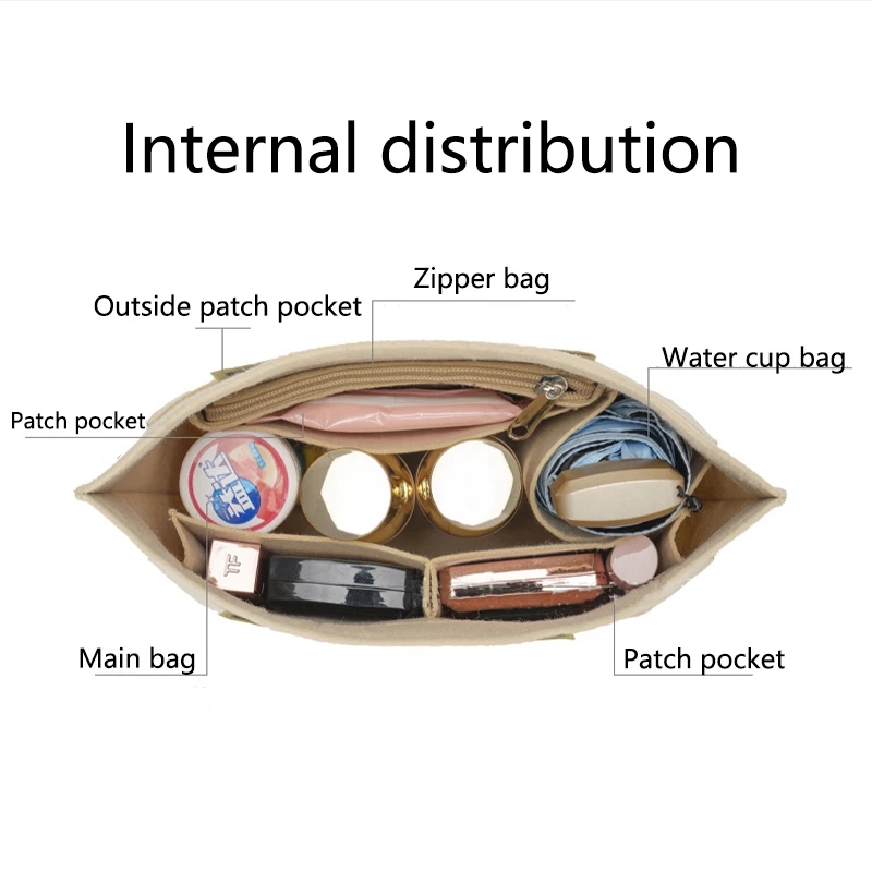 Vilten Inzetzak Past Voor Longchamp Handtas Voering Tas Vilt Doek Make-Up Tas Ondersteuning Voor Reis Draagbare Insert Tas Organizer