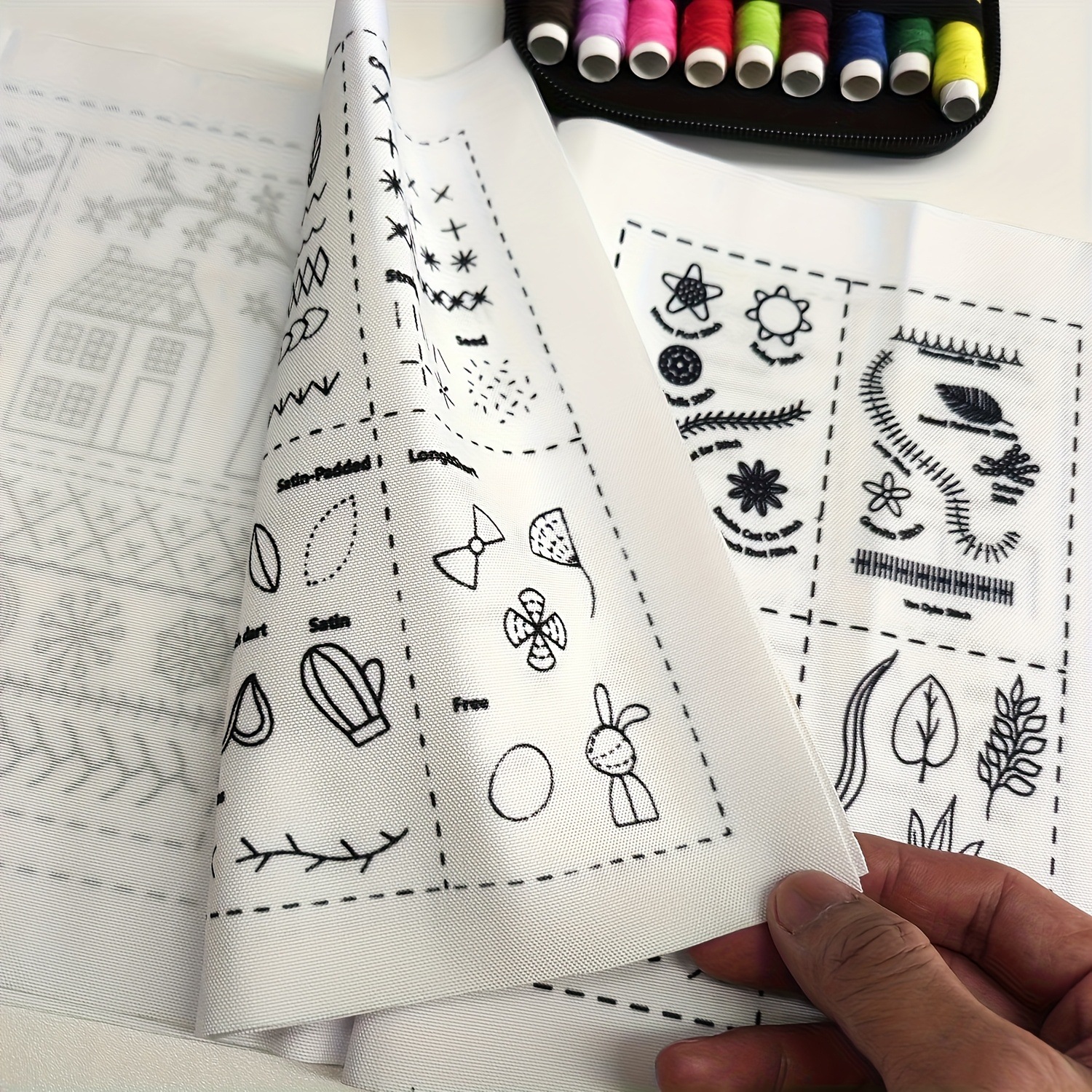 Libro de puntada de bordado DIY: guía de costura manual para principiantes, patrones de punto de cruz, Tutorial de costura con plantillas de muestras