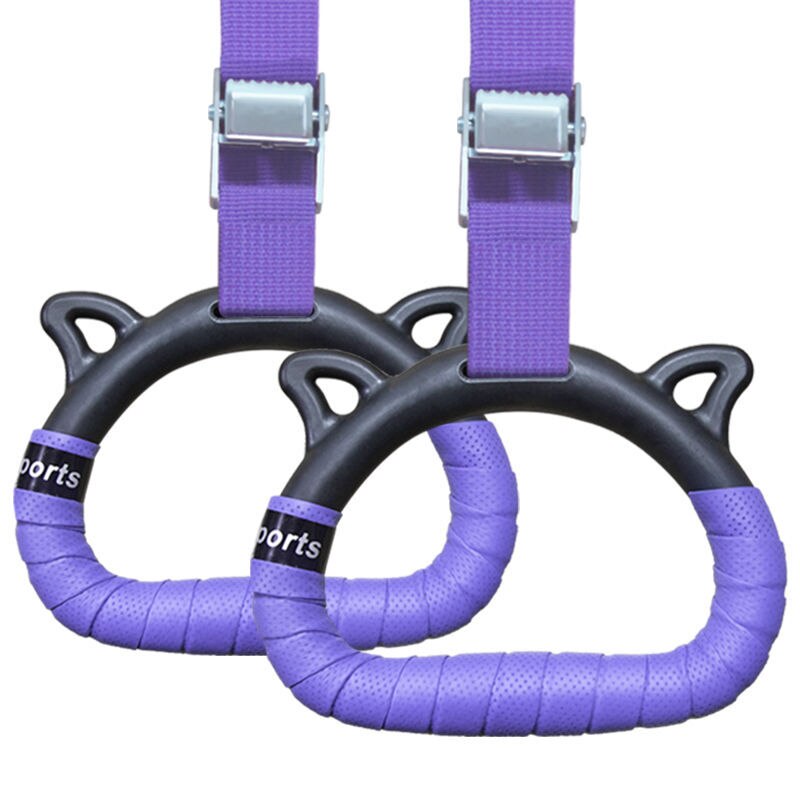 Gymnastic Rings Set Childrens Home Fitness Training Equipment with Adjustable Buckle Heightening Pull Ring for Physical Training: B purple / Total length 2M