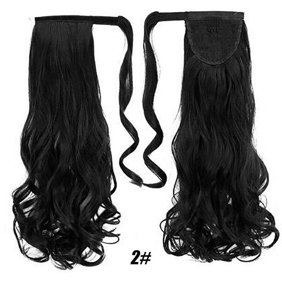 AILIADE Women Long Corn wavy Wrap Around Magic Paste Ponytail Hair Extension Resistant High Temperature Hairpieces Synthetic: P1B/613