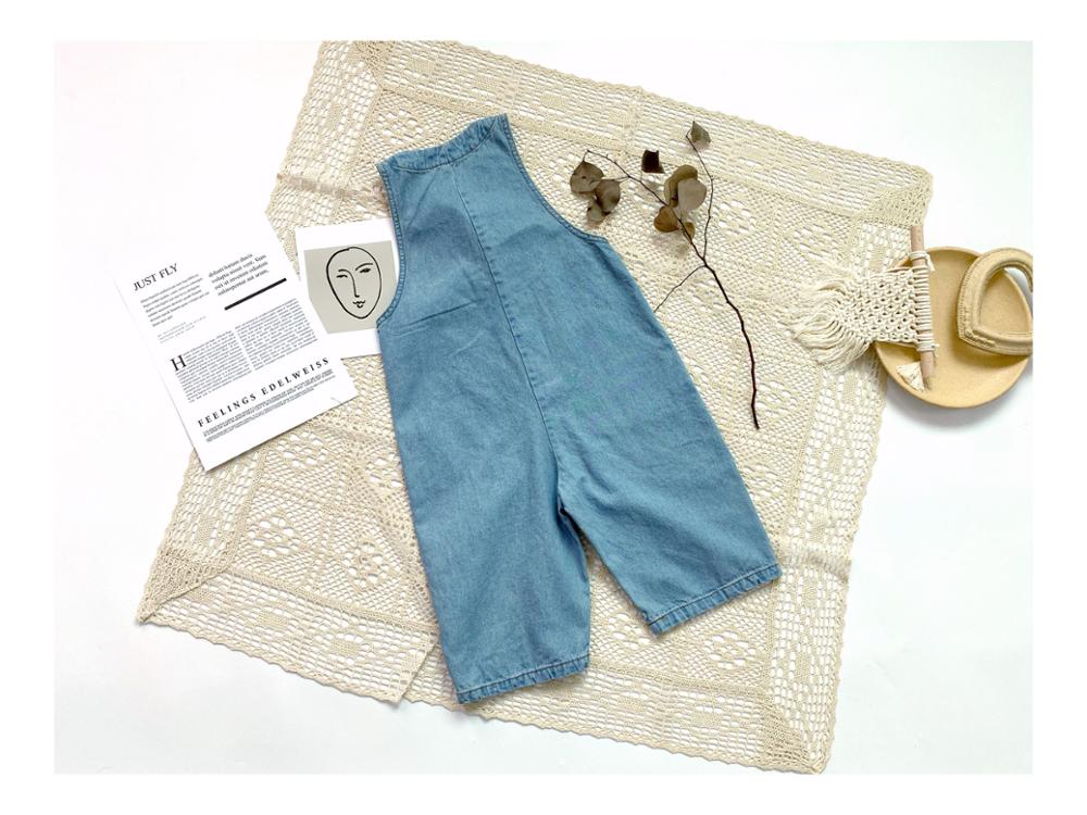 Lente Zomer Kinderen Denim Jumpsuits Koreaanse Stijl Losse Retro Mouwloze Unisex Kids Overalls Zachte Casual Broek