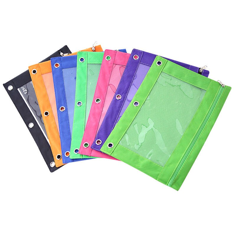1PC Zippered Ring Binder Document Folder Stationery Pouch 3 Holes Ring File Cabinet School Office Supplies Storage File Folder