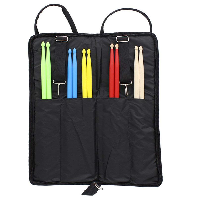 Drumstick Bag Case Drum Stick Holder Percussion Drum Mallet Bag with External Pocket and Floor Tom Hooks, Red