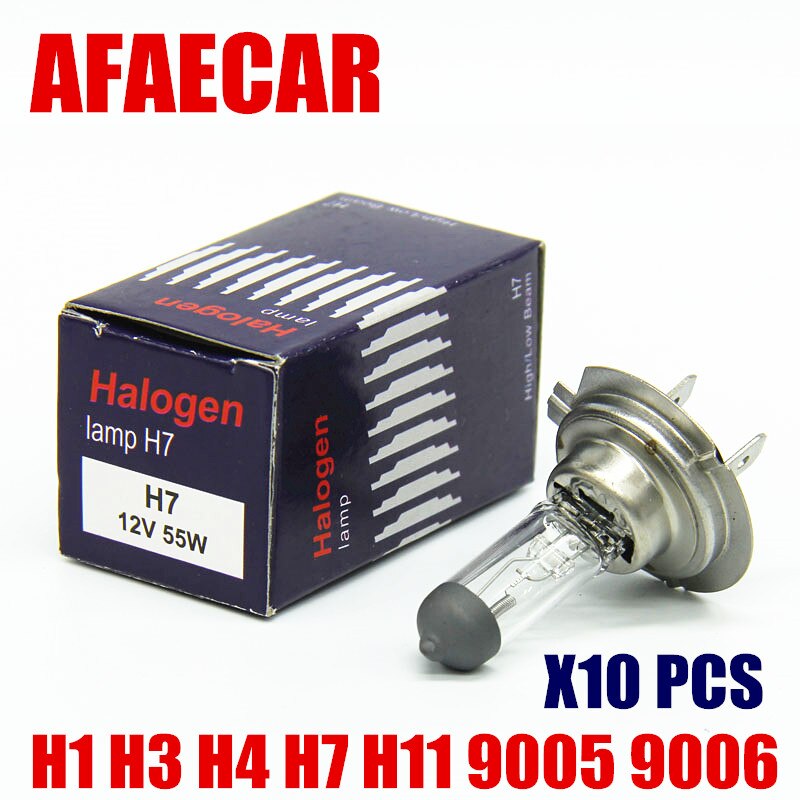 AFAECAR 10 stks 55 w H7 12 v H1 H3 H4 H8 H9 H11 Hb3 9005 HB4 9006 Auto Koplamp lampen Halogeen lamp