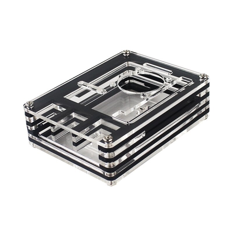 9 Layer Acrylic Case for Raspberry Pi 4 Model B Transparent Black Shell with Cooling Fan Protect Cover for Raspberry Pi 4 4B: Red