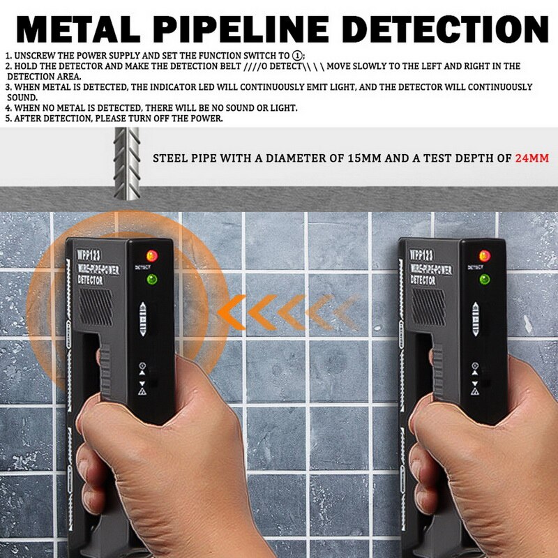 Wpp 123 veggskanner vegg metalldetektor sensor til finne metall tre pigger ac metalltråd metalldeteksjon
