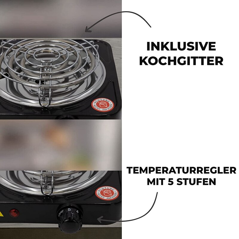 Premium Electric Single Hob 1000W-5 Power Levels Solid Electric Stove Top Single For Office,On The Go And Home EU Plug