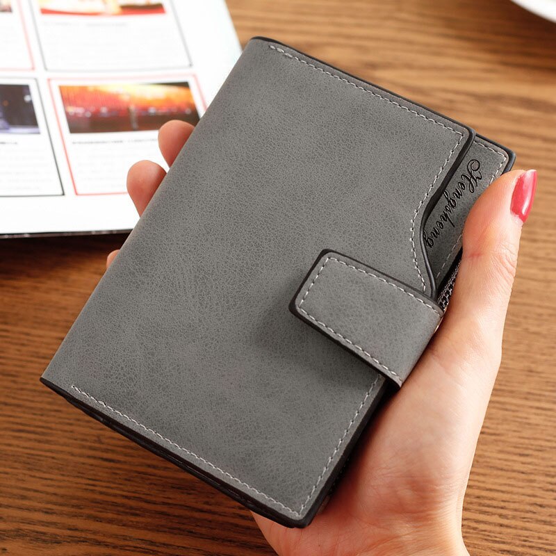 Carteira curta feminina vintage couro plutônio pequena bolsa com zíper titular do cartão moeda bolso xin-grátis: Cinza